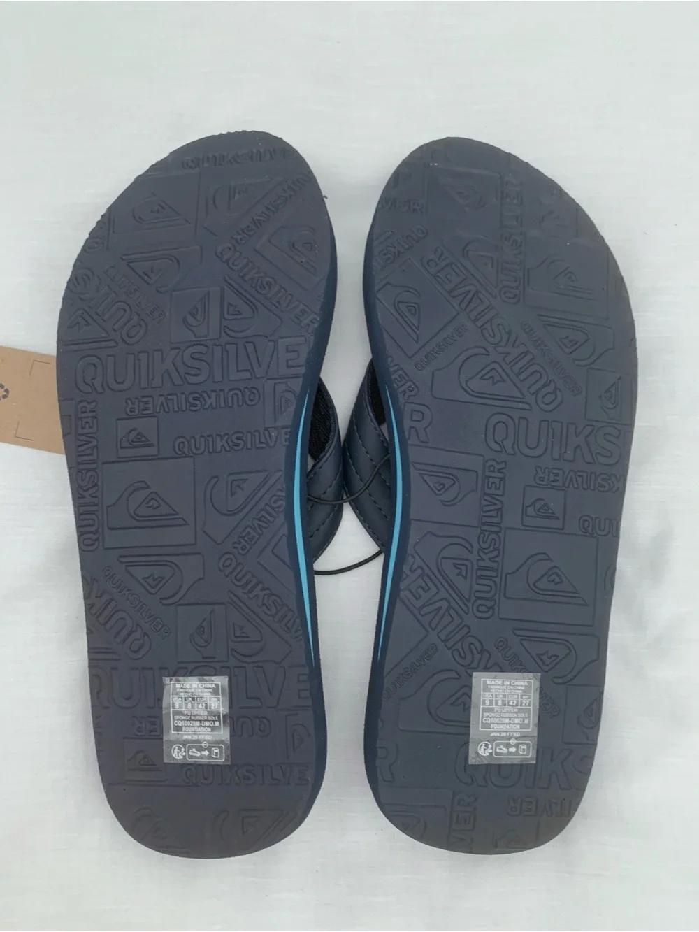 Quiksilver Foundation Men's Flip Flop Sandals Size 9 Blue Palm Tree Graphic NWT